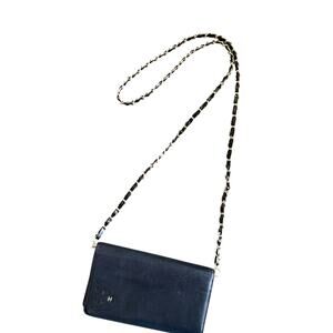 Create Wallet on Chain! Long Chain! Vegan Leather over Gold Chain! 47"! BLACK